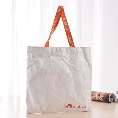 China Custom Reusable Eco-friendly Handled Logo Printing Folding Tyvek Tote Bag Women Shopping Bag for sale