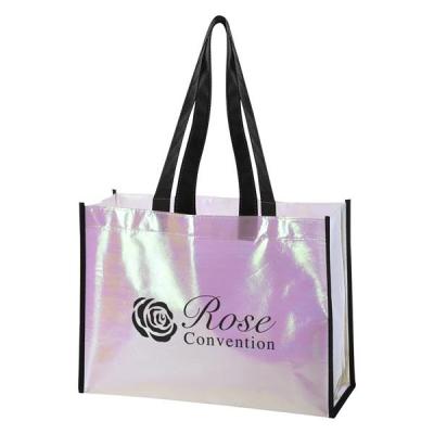 China Full Color Handled Logo Tote Bag Eco Gift Nonwoven Fabric Laminated Metallic Non Woven Tote Bag Gift Shopping Bag for sale