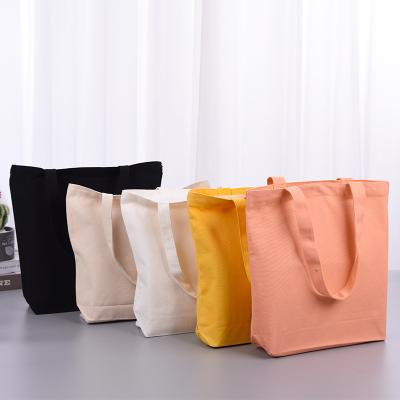 China Handled Reusable Shopping Bag Cotton Canvas Tote Bag Wholesale Colorful Printing Custom Logo for sale