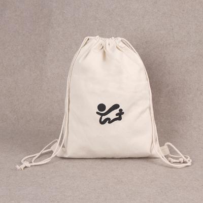 China Eco-Friendly Fabric Travel Increasing Portable Casual String Canvas Drawstring Backpack Bag Promotional Cotton for sale