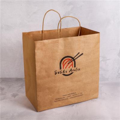 China Customized Recyclable Take Away Food Bag Fashion Shopping Bag Brown Kraft Paper Bags for sale