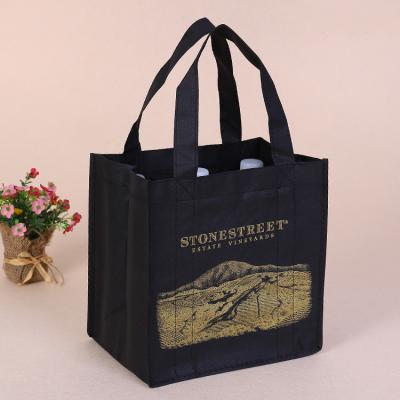 China Reusable Cheap Nonwoven Wine Handled 6 Bottle Tote Bag With Dividers for sale