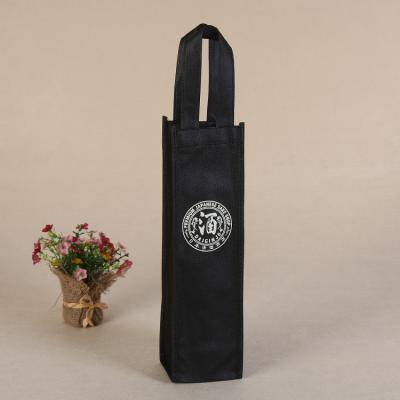 China Customized Handled Nonwoven Wine Bag For 1 Bottle Non Woven Single Bottle Wine Tote Bag for sale