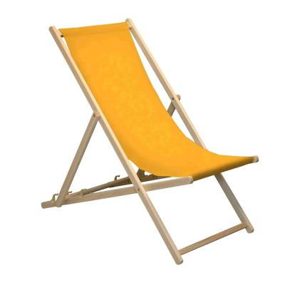 China Modern Hardwood Folding Polyester Beach Chair Sun Lounge Deck Chair for sale