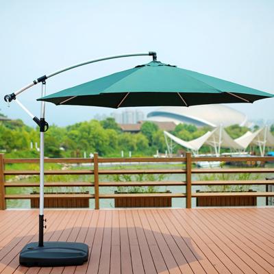 China Push Button Tilt Patio Garden Umbrella and 3m System Crank Banana Green Fabric Decoration Cover Aluminum Umbrella for sale