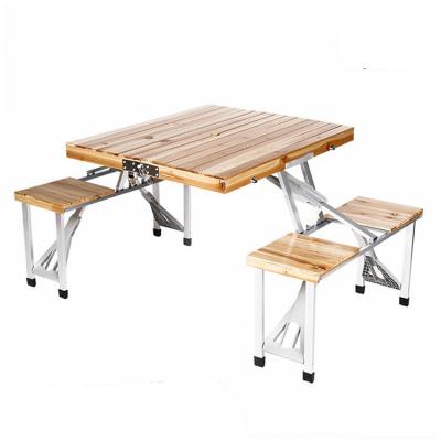 China 4 Seat Contemporary Portable Wooden Outdoor Folding Desk Folding Camping Picnic Table for sale