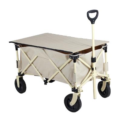 China Custom Logo Outdoor Portable Cart Trolley Metal Beach Cart Table for sale