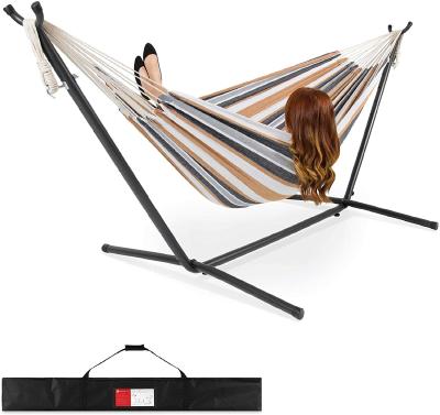 China Durable Swing Cotton Hammock with Logo Stripe Design Hammock Indoor and Outdoor Hammock for sale