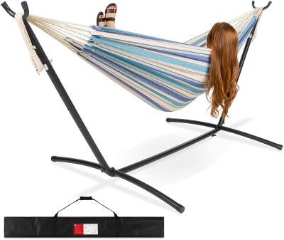 China Durable Customized Design Cotton Hammock With Logo Stripe Design Hammock With Carry Bag for sale