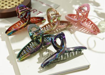 China PS material plating metal color large cross clip summer new disc hair clip gradual change back hair clip shark women for sale