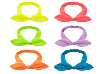 China Fluorescent cute fabric Rabbit ears elastic headband Cross border women's hair tie unique hair bands for sale