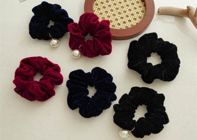 China Autumn winter velvet covered beaded hair scrunchies stars accessories all tie hair bright silk bands for sale