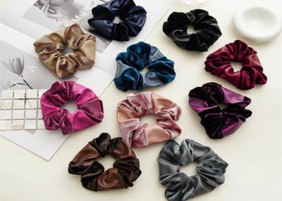 China Autumn winter pu canary pleuche joint pink black scrunchie color fabric large hair band lady hair band spot accessories for sale