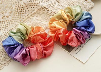 China Rainbow tie fabric large scrunchies head accessories Ins style girl hair high elastic band wholesale for sale