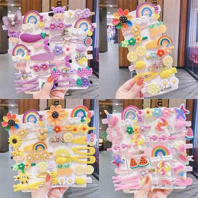 China kids girls baby hairpin set 14 cartoon cute girl baby children hairpin flowers fresh sweet student clip Yiwu accessories for sale