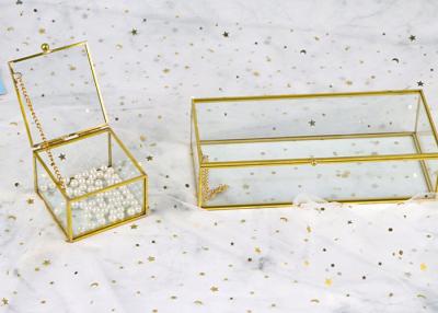 China Custom Vintage glass artifact cosmetics Ring pearl beads jewelry Box gift gold color display storage box wholesale logo for sale