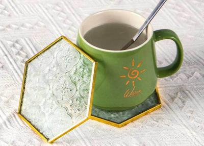 China Glass Pad Begonia Glass Insulation Pad Copper Color Frame Glass Pad Water Coaster Small teapot pad Insulation for sale