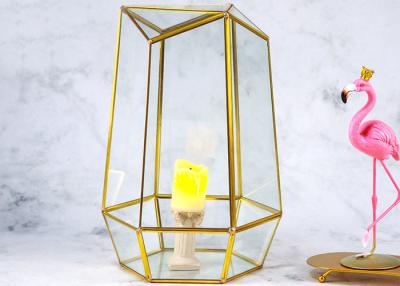 China Creative glass artifact wind lamp candlestick wedding candle pendulum Nordic style bronze glass greenhouse decoration for sale