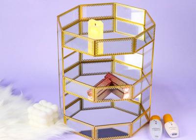 China Glass artifact three-layer octagonal cosmetic shelving box storage Bedroom desktop jewelry storage box for sale