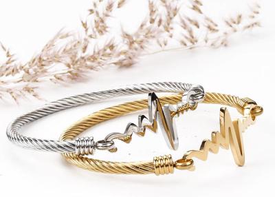 China Stainless Steel ECG bracelet female 18k gold titanium steel inspirational heart rate bracelet Cable hand accessoriies for sale