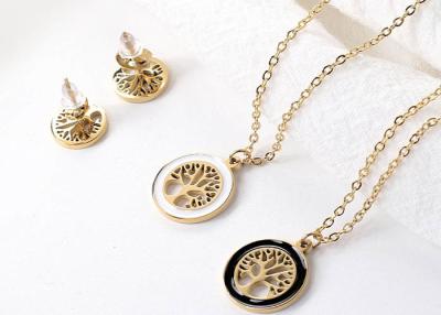 China Life Tree set Gold necklace 18k stainless steel earning popular accessories Spot Titanium steel set earrings wholesale for sale