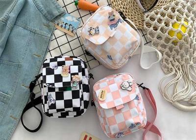 China Grid cross body nylon square bag ins Korean large capacity single shoulder plaid mobile phone bag wholesale for sale