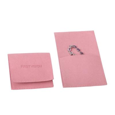 China Customized Attractive Brown Flat Soft Silk Microfiber Velvet Microfiber Pink Fiber Jewelry Gift Pouches Envelope Bag for sale