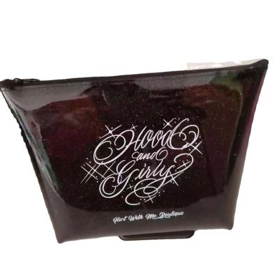 China Fashion Customize Custom Logo PVC Silkscreen Logo OEM Transparent Cute Color Glitter Cosmetic Makeup Bag for sale