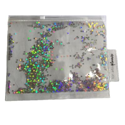 China Holographic Clear Plastic Colorful Glitter Paper Folders and Confetti Sprinkles Laser PVC Bag Cosmetic Messenger File Envelope Pouch for sale