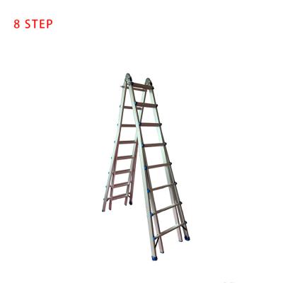 China Folding Ladders 8 STEP Universal Hinge Combination Ladder Aluminum Folding Scaffolding Ladder for sale