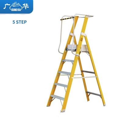 China Folding Ladders 5 STEP Electricians Platform Fiberglass Step Ladder for sale