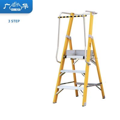 China Folding Ladders 3 STEP Fiberglass Platform Step Ladder for sale