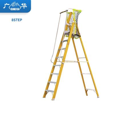 China EN131 STEP Folding Ladders 8 Aluminum Fiberglass Platform Step Ladder With Platform for sale