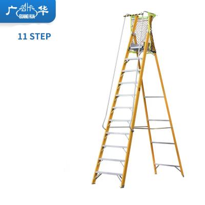 China Folding Ladders 11 STEP Yellow Color Insulation FRP Ladder Universal Fiberglass Ladder for sale