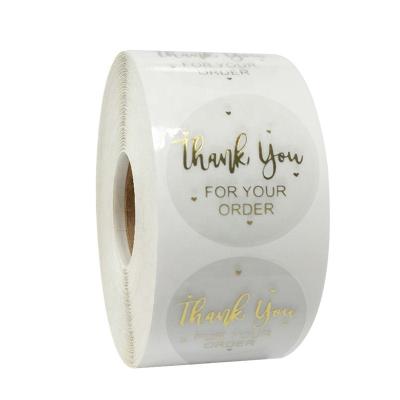 China Waterproof Custom Thank You Label Sticker Waterproof Adhesive Cute Paper Self Adhesive Roll for sale