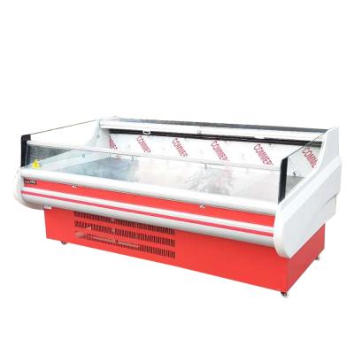 China Single-temperature supermarket meat display cooler freezer front open door display refrigerator used deli cases for sale for sale