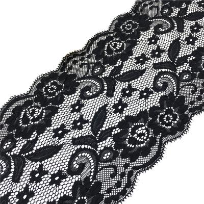 China High Quality White Black White Elastic High Grade Wave Bilateral Lace Mesh Nylon Lace Trim for sale