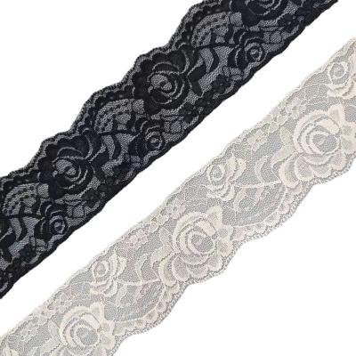 China Other Factory Decor Custom High Quality Stretch Lace Elastic Soft Trim Rose Wavy Lace French Lace for sale