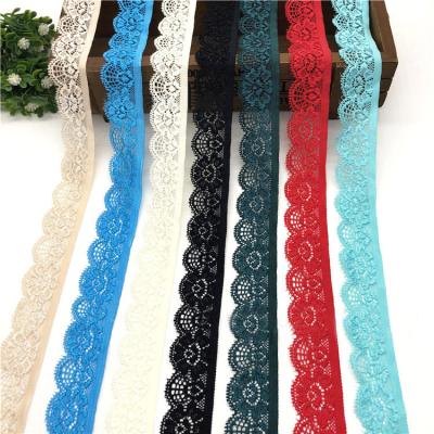 China Elastic Colorful 2.5Cm Nylon Stretch Lace Up Decorative Elastic DIY Collar Accessories Underwear Lace for sale