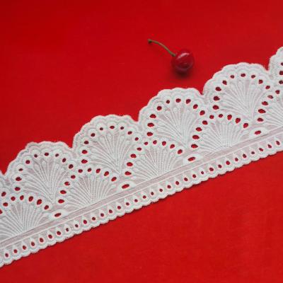 China Other New Design 10.5CM Cotton Lace Perforated Embroidery Lace Fabric Garment Accessories for sale