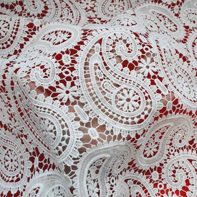 China Other Hot-selling Dyed White Cashew Flowers Water Soluble Embroidery Lace Fabric for sale