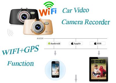 Cina Registratore della videocamera dell'automobile di GPS WIFI con la carta piena del T-Flash dello schermo di HD Digital in vendita