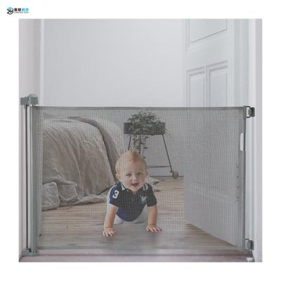 China Shield Retractable Baby Hit Aluminum Mesh Pet Baby Gate Safety for sale