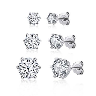 China FASHIONABLE Classic Six-claw moissanite stud earrings0.5-2Carat925Women sterling silver gold plated stud earrings for sale