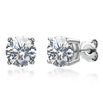 China FASHIONABLE authentic silver female four-claw 0.5/1Carat moissanite stud earrings factory direct sales for sale