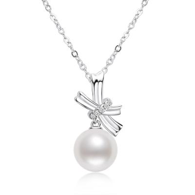 China Sterling Silver Simple Graceful Short Pearl Necklace Female Online Influencer Bow Pearl Necklace TRENDY Pearl Necklace for sale