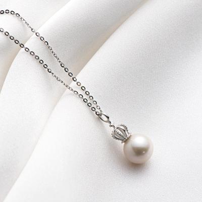 China Fashion crown925Silver freshwater pearl sterling silver pendant necklace women's natural pearl ornament9.5-10mm for sale