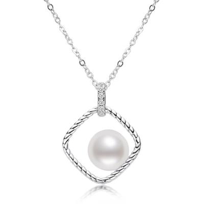 China FASHIONABLE Sterling Silver Simple Water Dive Flower Necklace Women Natural Pearl Shape Canvas Pendant Necklace Canvas for sale