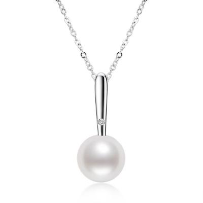 China TRENDY 925 Sterling Silver Stem Pearl Pendant Female Natural Pearl Necklace 7.5-8mmNatural Pearl for sale