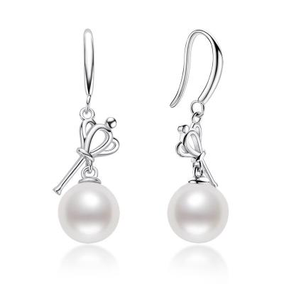 China TRENDY silver pearl earrings stud earrings sterling silver ear hook6.5-7mmTassel pearl earrings for sale